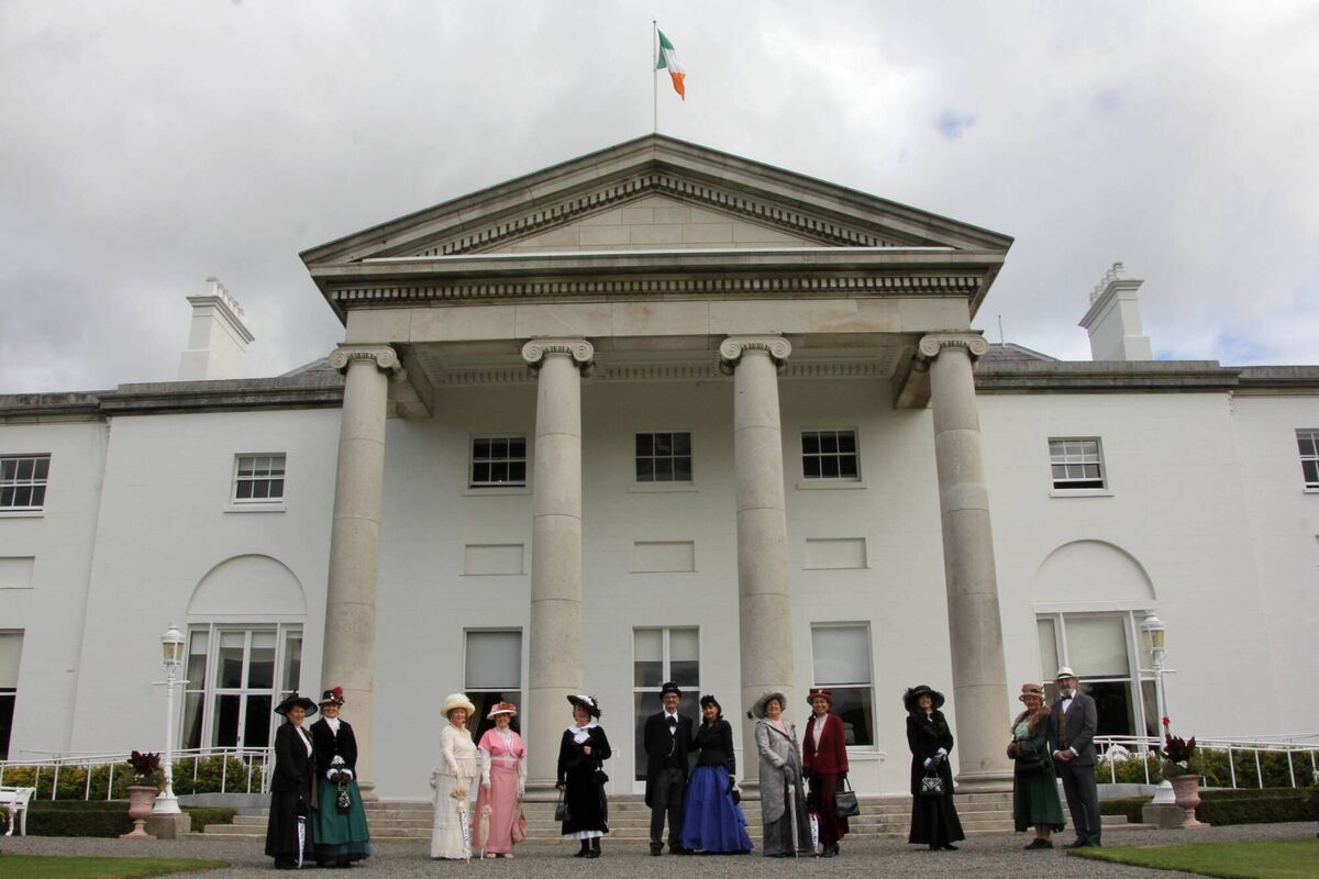 Cobh Animation Team at front of Aras an Uachtarain