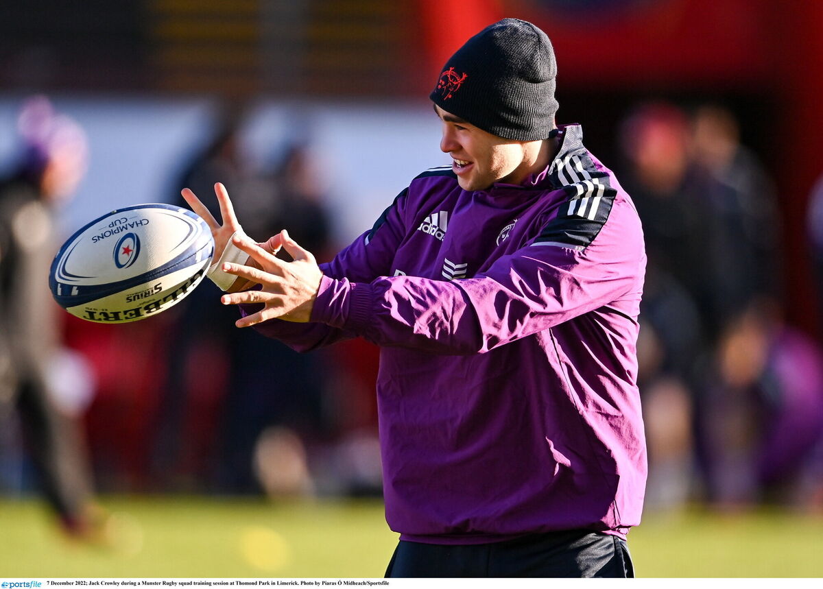 Jack Crowley during a Munster Rugby squad training session at Thomond Park. Picture: Piaras Ó Mídheach/Sportsfile Jack Crowley during a Munster Rugby squad training session at Thomond Park. Picture: Piaras Ó Mídheach/Sportsfile