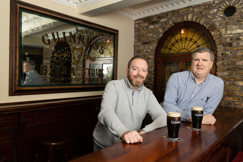Entertainment manager Eoin Aher (left) and accountant Kevin Cottrell at the Old Oak. Picture: Darragh Kane/PA Wire 