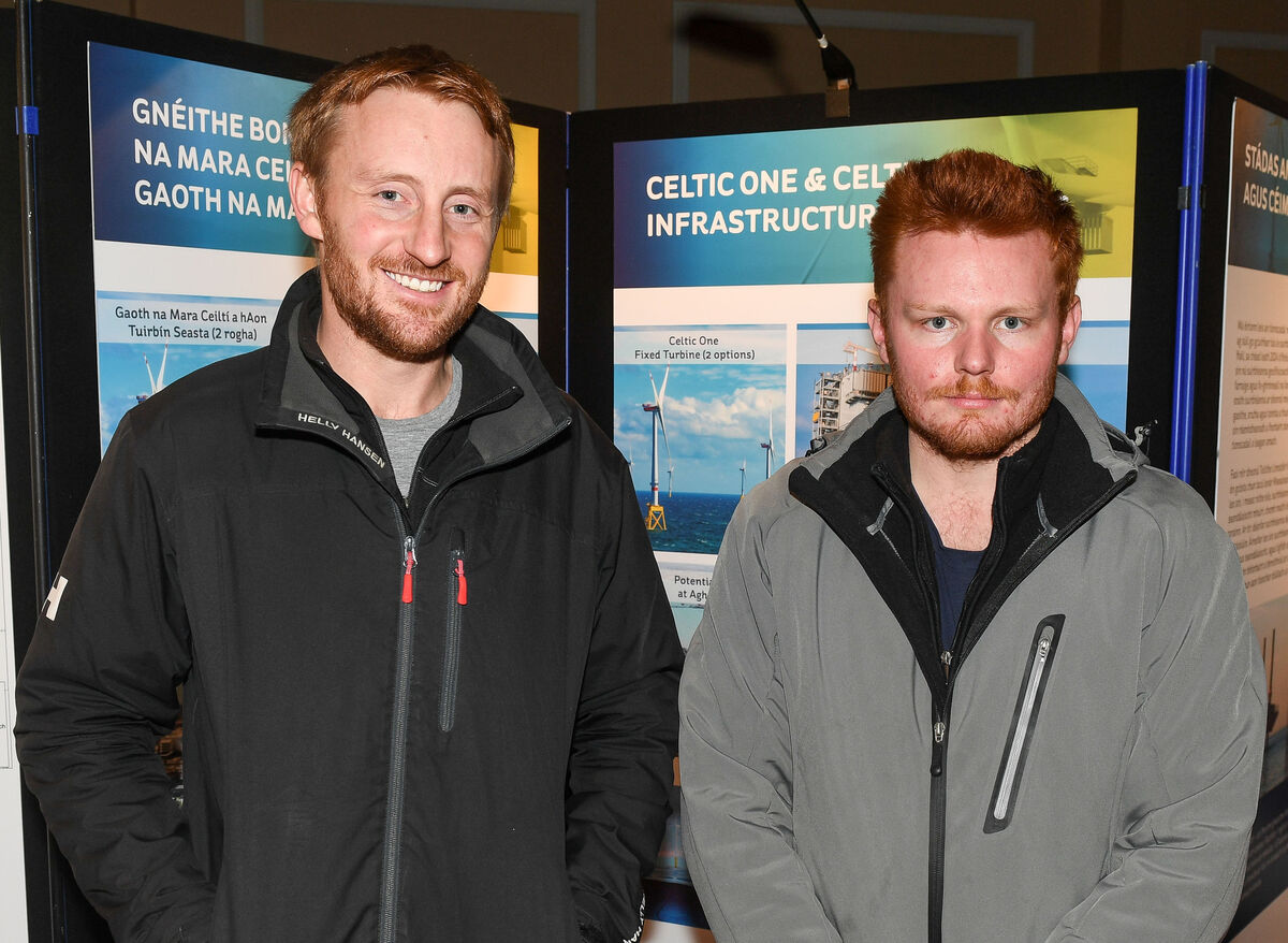 Locals Alan and Sam O'Regan, attending the Celtic Offshore Wind project public consultation event, at the Commodore Hotel, Cobh. Picture: David Keane. Locals Alan and Sam O'Regan, attending the Celtic Offshore Wind project public consultation event, at the Commodore Hotel, Cobh. Picture: David Keane.