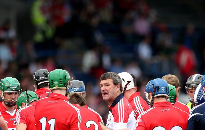 Cork manager Jimmy Barry-Murphy speaks to his team in 2015. Picture: INPHO/James Crombie 