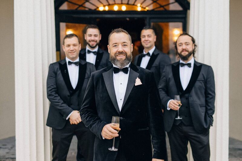 The groom and his bestman and groomsmen.