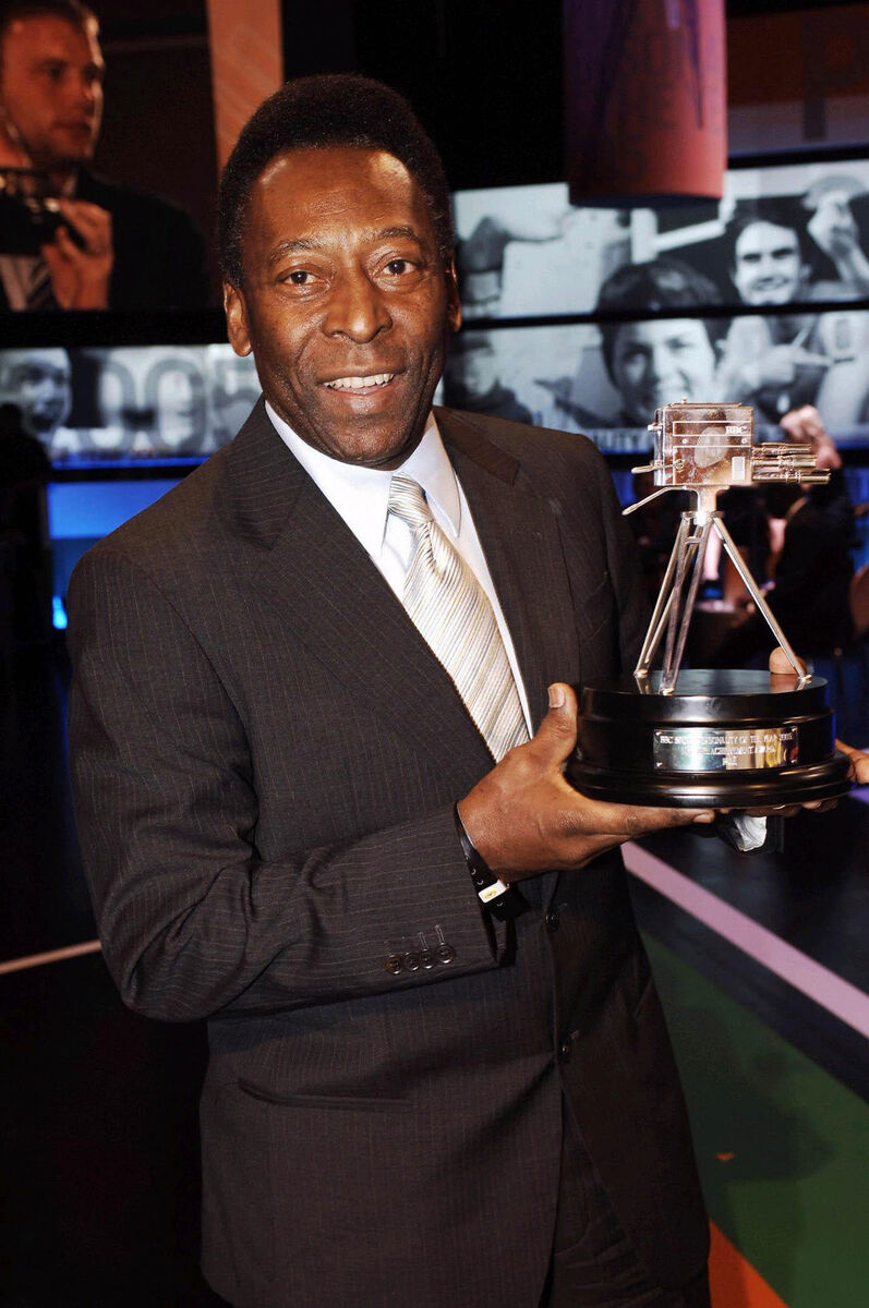 File photo dated 11-12-2005 of BBC handout photo of Pele after receiving a Lifetime Achievement award at the 2005 BBC Sports Personality of the Year. Brazil great Pele has died at the age of 82, his family have announced on social media. Photo: BBC/PA Wire.