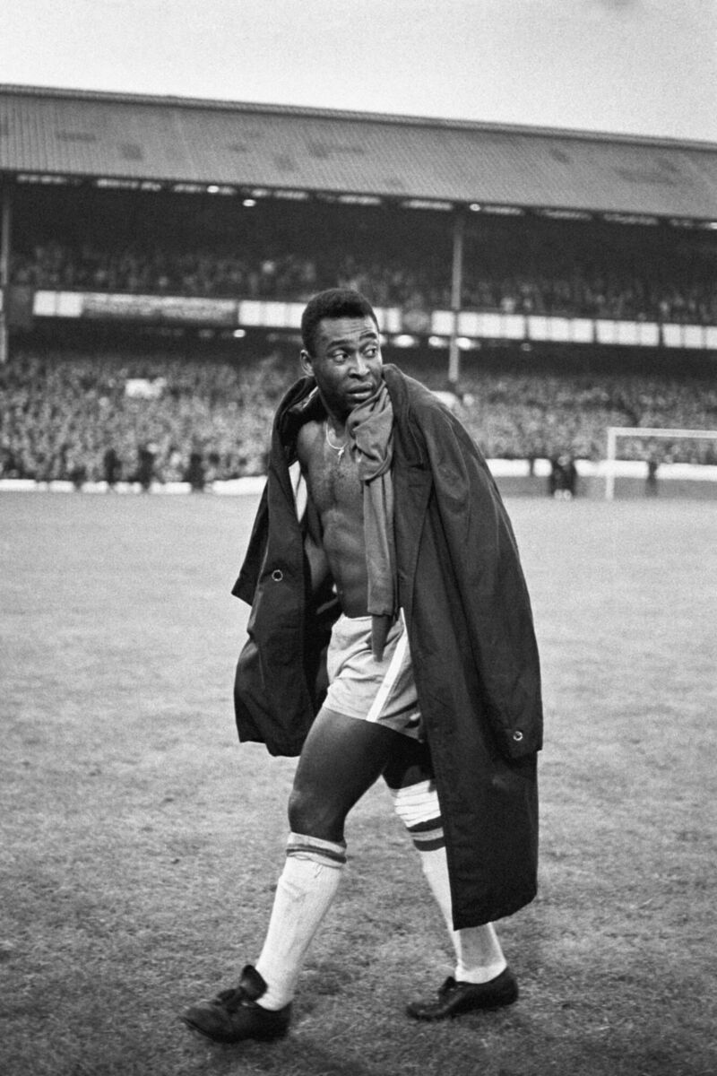 File photo dated 19-07-1966 an injured Pele of Brazil trudges off as his side lose to Portugal 3-1 during the 1966 World Cup Tournament second round match at Goodison Park, Everton, in Liverpool. Photo: Derek Millward/PA Wire.