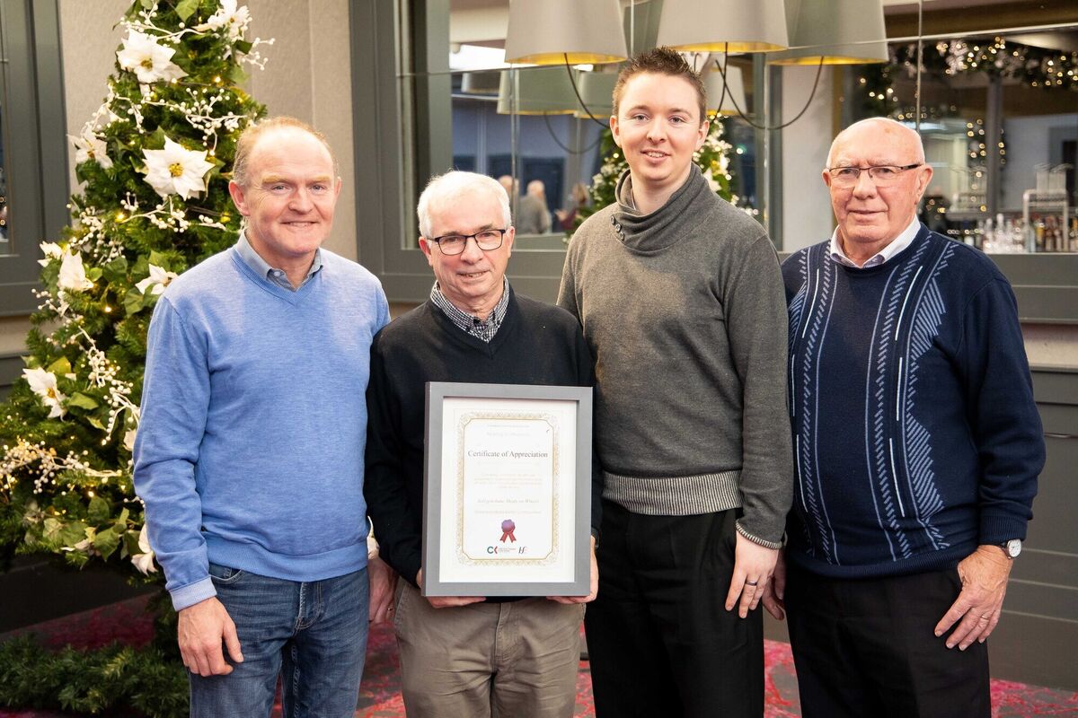John Cahill, Donal Kelleher, jake McAuliffe, and Liam Ó h-Uigín, Ballyphehane Meals on Wheels, pictured at the HSE Meals on Wheels Volunteers celebration and recognition event, as part of which, the “Beyonnd Nutrition” research report was launched, at the Oriel House Hotel, Ballincollig, Cork 