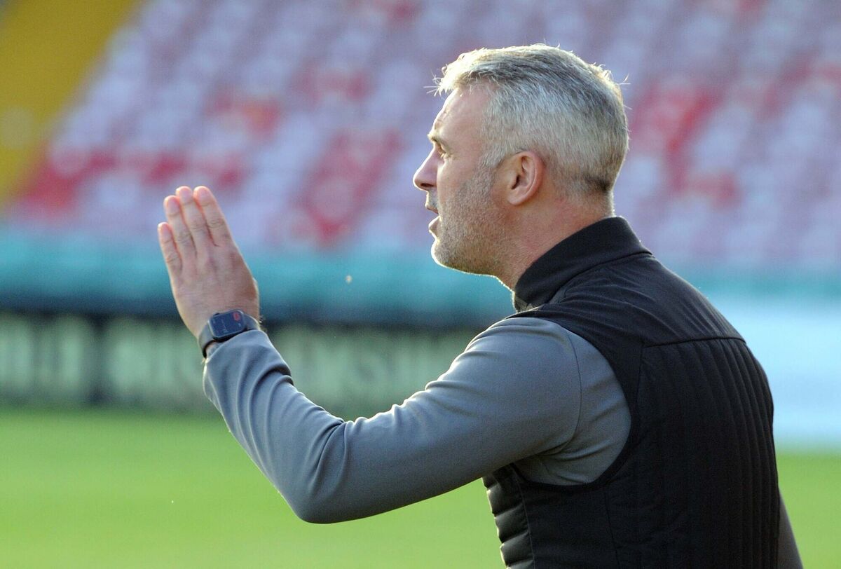 Cork City manager Danny Murphy encouraging his players against Galway in the Women’s National League at Turner's Cross.