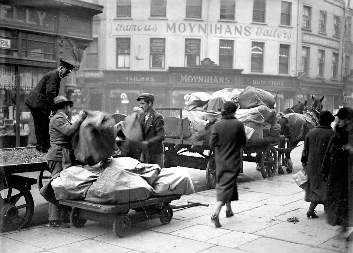 Staff preparing to deliver the last of the Christmas post at the GPO, Oliver Plunkett Street, Cork, on December 23, 1936. A reader recalls when the Model School was used as a mail sorting point at Christmas.