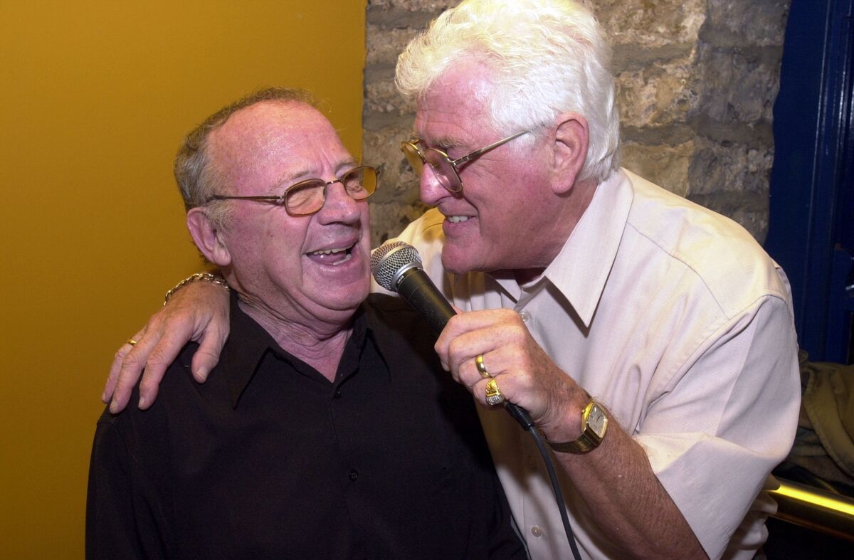 Jack Brierley and Sonny Knowles sing tunes at the launch of the Cork City Jazz Band and guests CD called "Actons Live", at the Guinness House. Pic: Gavin Browne