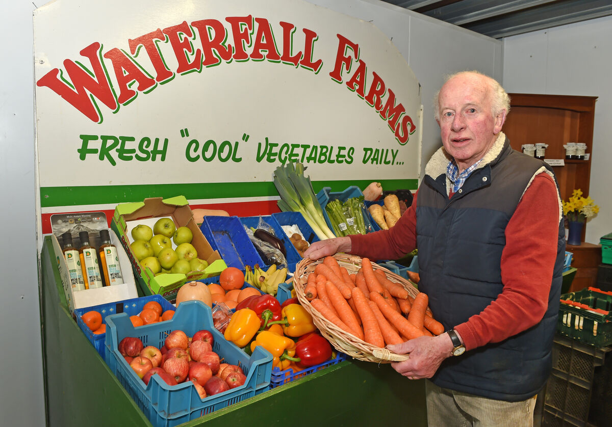 Declan Martin with a selection of the vegatables available at Waterfallfarms. Picture; Eddie O'Hare