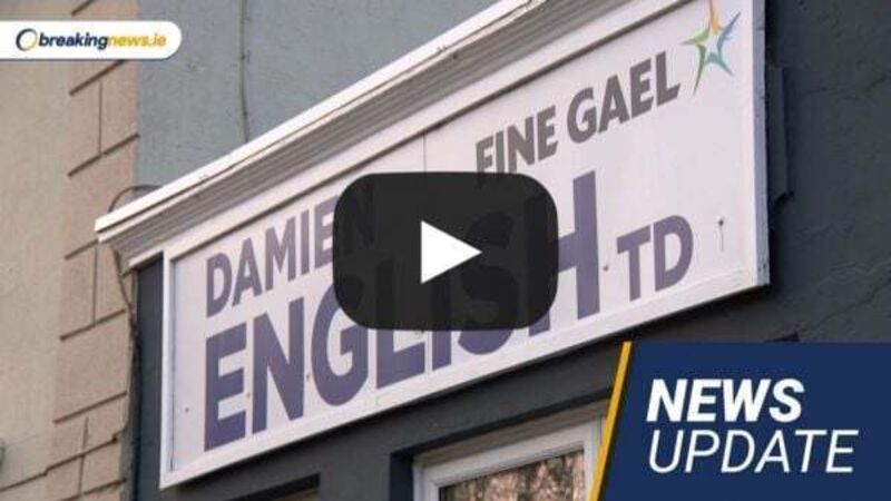 Video: Damien English resigns as junior minister; Met Éireann warns of strong winds