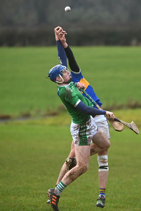 Óisín Fitzgerald rises in the air with Joe Maher, CBS Thurles. Picture: Larry Cummins Óisín Fitzgerald rises in the air with Joe Maher, CBS Thurles. Picture: Larry Cummins