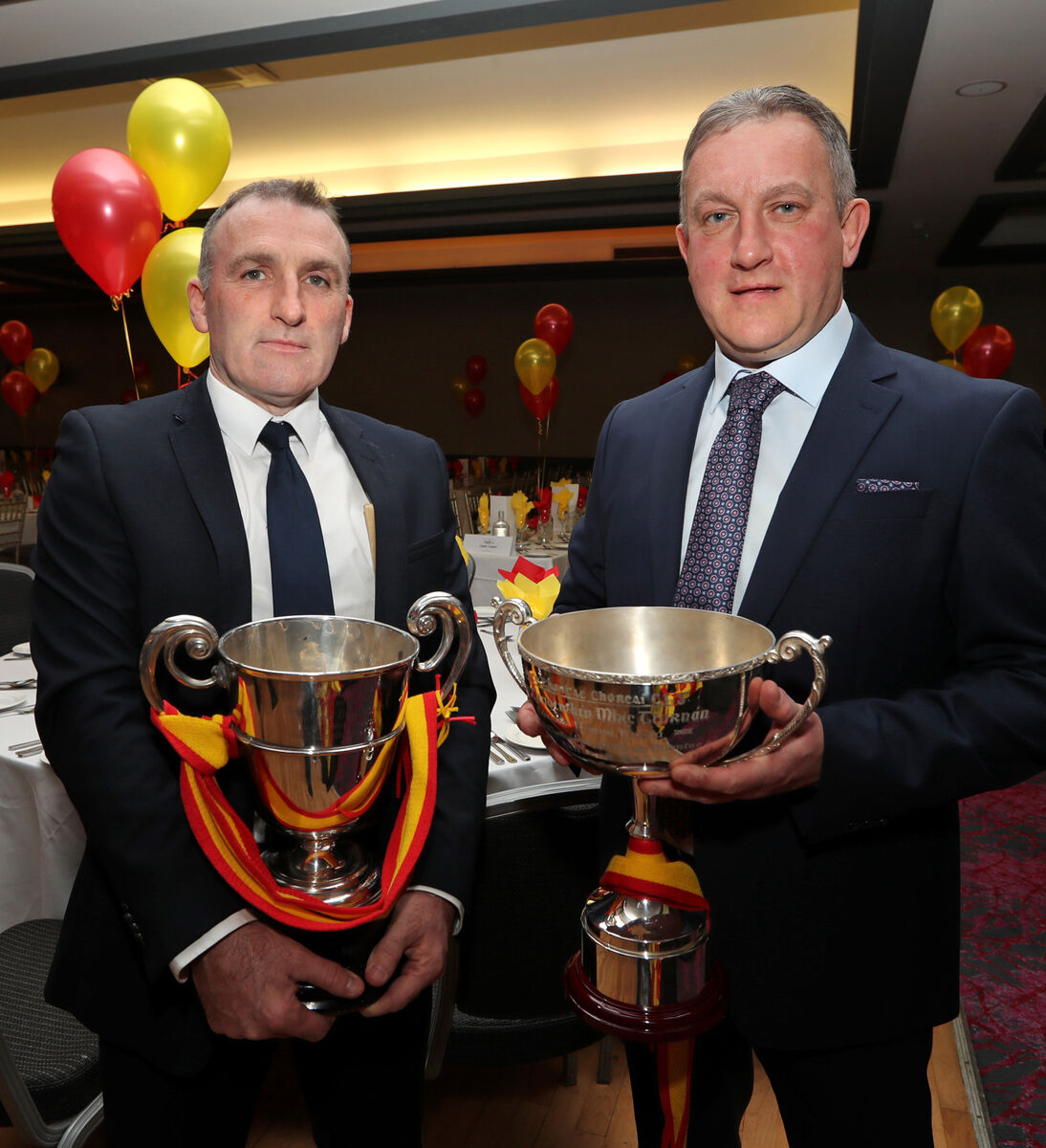 Donal Hurley, Intermediate Hurling Manager and Harry O'Reilly, Senior A Football Manager, after their county victories. Picture: Jim Coughlan.