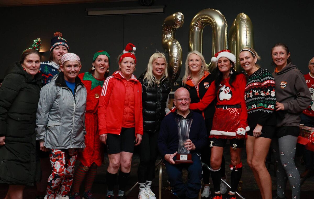 Jerry Forde with a special presentation to mark his 500th marathon made by some of his colleagues from the Cork running community at the BHAA Turkey Trot before Christmas Jerry Forde with a special presentation to mark his 500th marathon made by some of his colleagues from the Cork running community at the BHAA Turkey Trot before Christmas