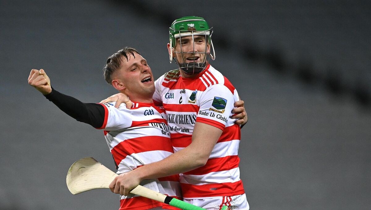 Mark Keane (right) celebrates with Joseph O'Sullivan after Ballygiblin's win over Easkey in the All-Ireland Club JHC final at Croke Park last week. Picture: Piaras Ó Mídheach/Sportsfile