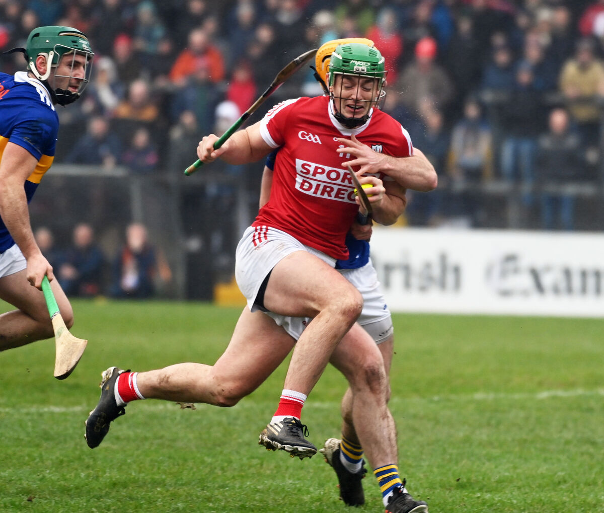 Cork's Robbie O'Flynn is tackled by Tipperary's Pauric Campion. Picture: Eddie O'Hare