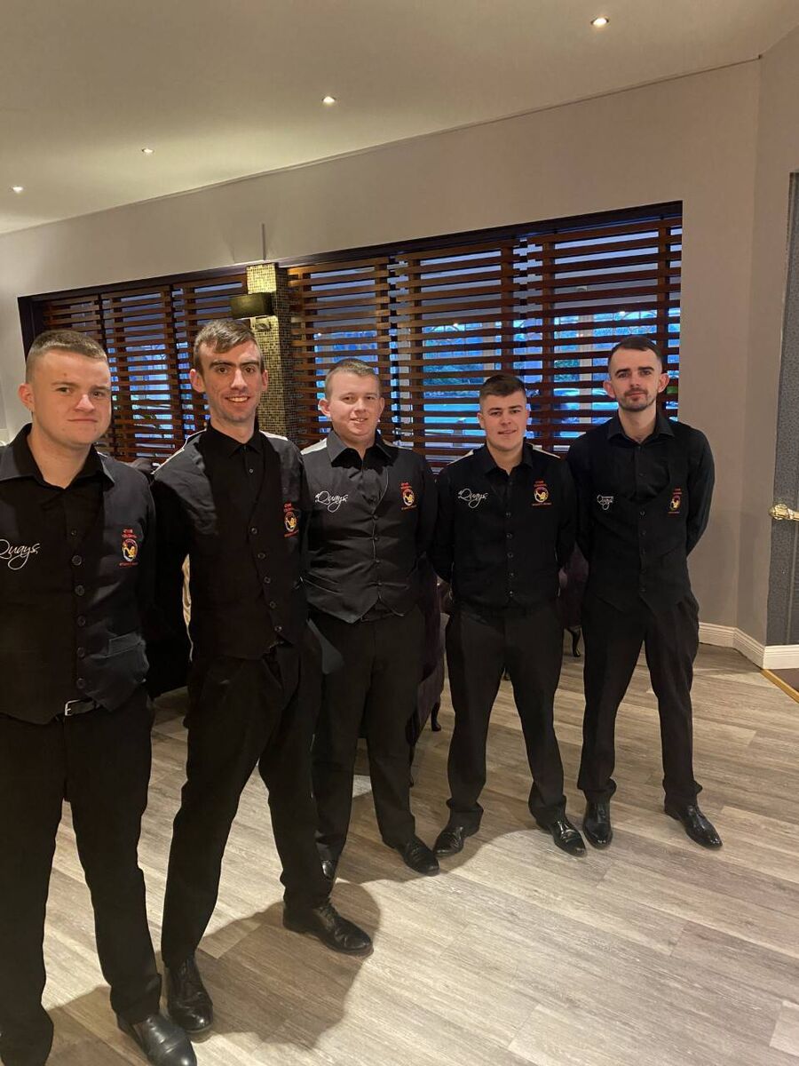 The Youghal snooker team: Ross Bulman, Adam Fitzgerald, Adam Bulman, Conor Kennedy and Aaron Bulman in Killarney. The Youghal snooker team: Ross Bulman, Adam Fitzgerald, Adam Bulman, Conor Kennedy and Aaron Bulman in Killarney.