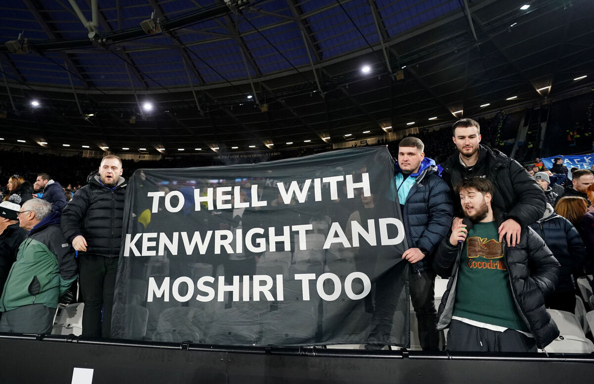 Everton Fans protesting against the clubs board with the club second from bottom in the Premier League. Picture: Zac Goodwin/PA Wire. Everton Fans protesting against the clubs board with the club second from bottom in the Premier League. Picture: Zac Goodwin/PA Wire.