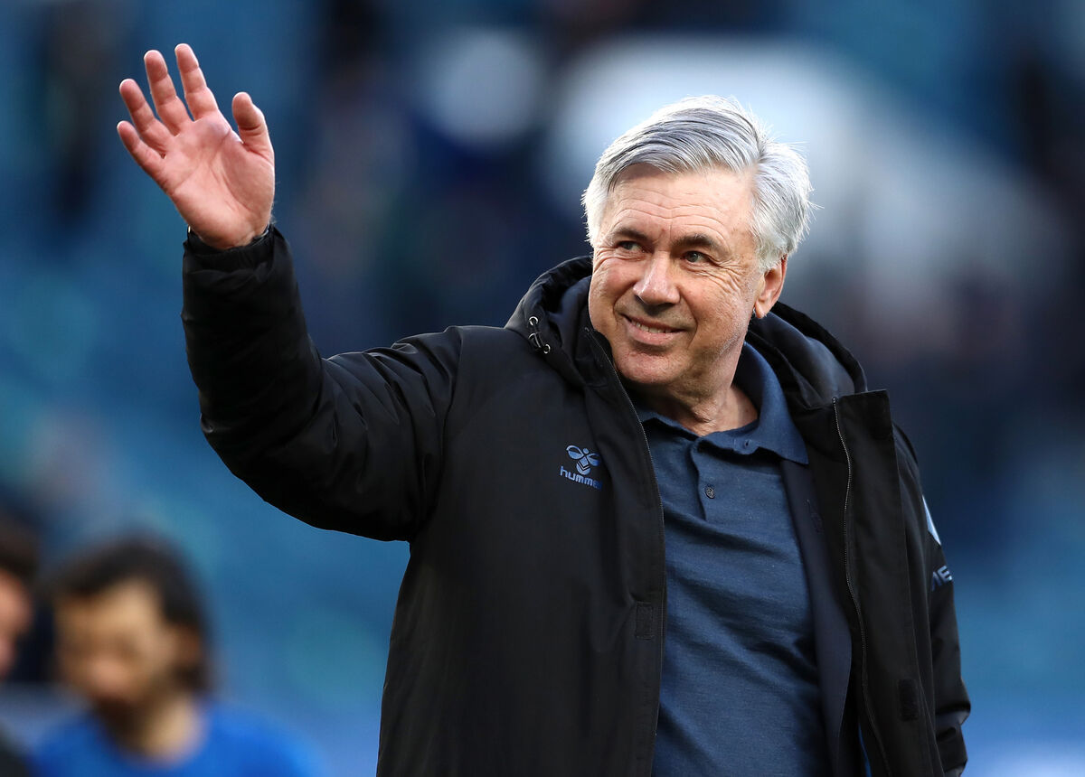Everton manager Carlo Ancelotti applauds the fans after the final whistle during the Premier League match at Goodison Park, Liverpool. back in 2021. Everton manager Carlo Ancelotti applauds the fans after the final whistle during the Premier League match at Goodison Park, Liverpool. back in 2021.