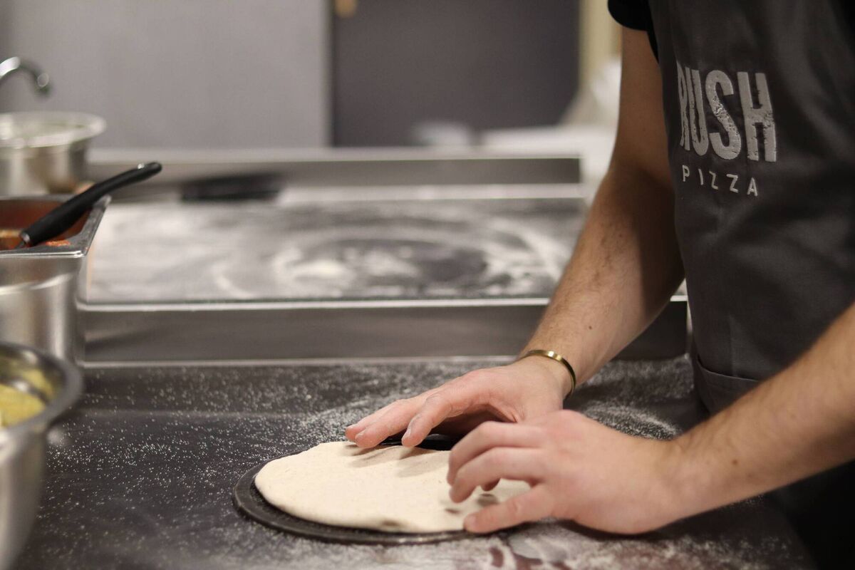 Making dough at Rush Pizza. Picture: Richard Gordon