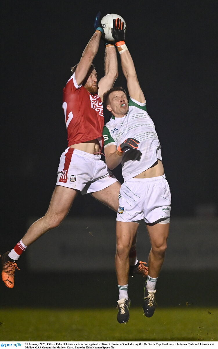 Cillian Fahy of Limerick in action against Killian O'Hanlon of Cork. Picture: Eóin Noonan/Sportsfile Cillian Fahy of Limerick in action against Killian O'Hanlon of Cork. Picture: Eóin Noonan/Sportsfile