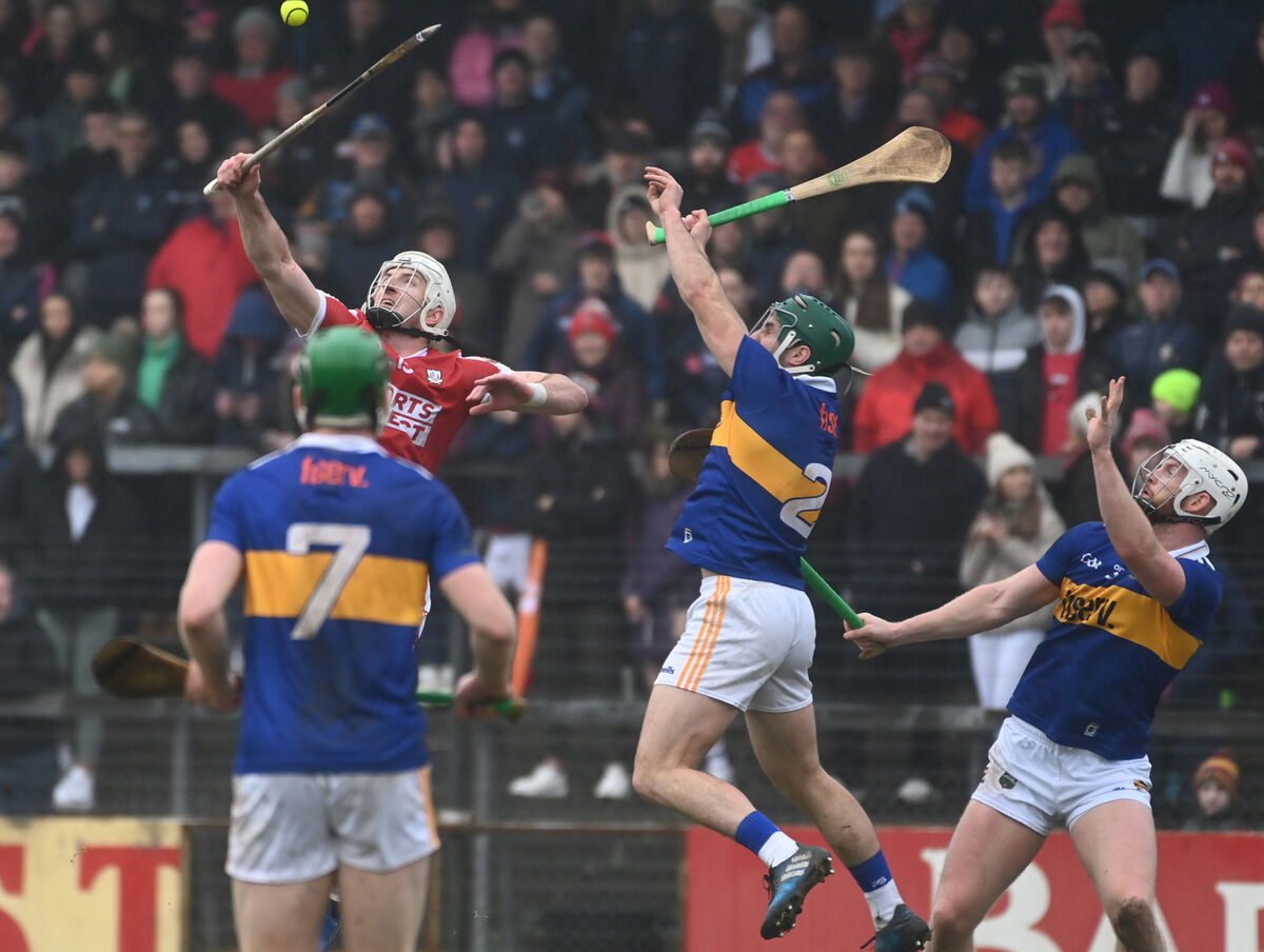 Patrick Horgan wins possession from Tipperary's Cathal Barrett. Picture: Eddie O'Hare
