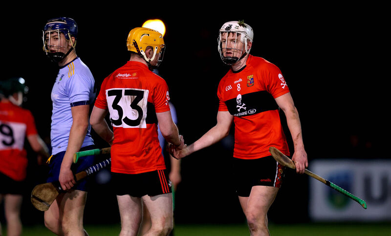 UCC’s Eoin Carey and Darragh Flynn celebrate after the Fitzgibbon Cup win. Picture: INPHO/Ryan Byrne UCC’s Eoin Carey and Darragh Flynn celebrate after the Fitzgibbon Cup win. Picture: INPHO/Ryan Byrne