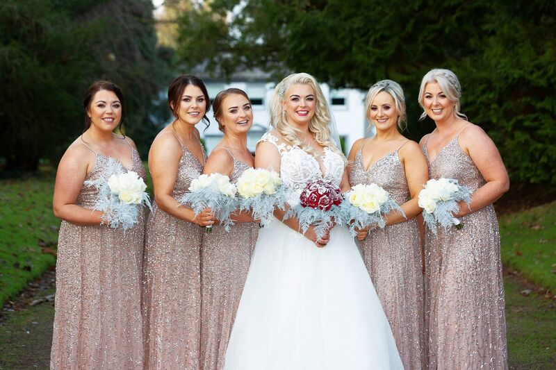 The bride with her bridesmaids, Emma Cuddihy, Marian McGrath, Stevie-Jean Byrne, Claire Wyse and Hayley Gould-Higgins. The bride with her bridesmaids, Emma Cuddihy, Marian McGrath, Stevie-Jean Byrne, Claire Wyse and Hayley Gould-Higgins.