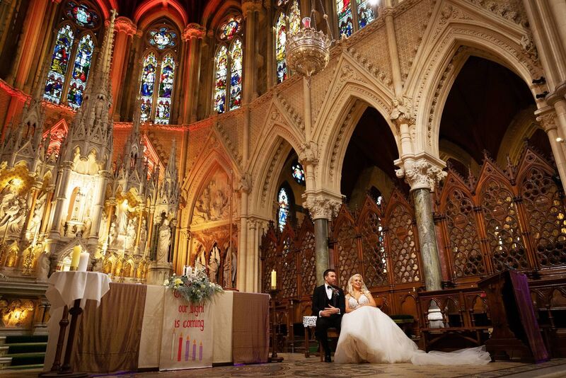 Bride and groom on the altar at St Colman’s Cathedral in Cobh. They first met in Cobh, 13 years ago and were engaged on a trip to Lapland. Bride and groom on the altar at St Colman’s Cathedral in Cobh. They first met in Cobh, 13 years ago and were engaged on a trip to Lapland.