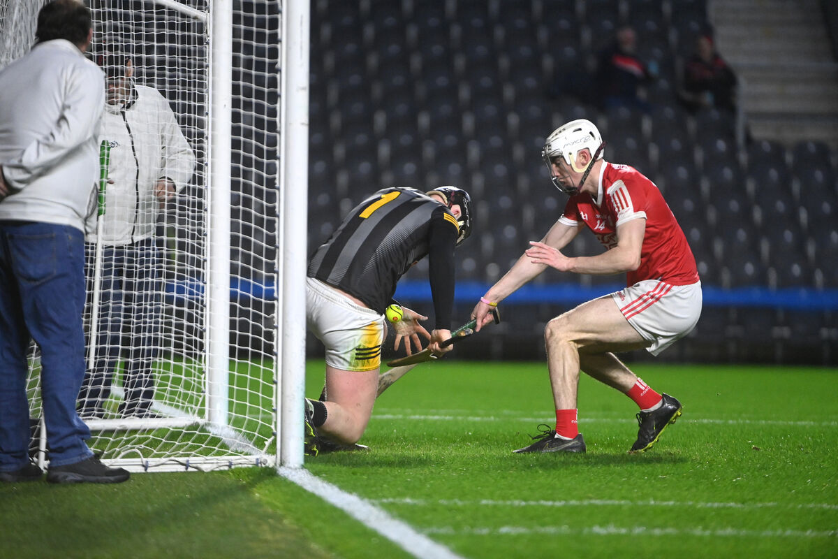 A handling error from Kilkenny goalkeeper Niall Holland led to a soft goal for Cork. Picture: Larry Cummins A handling error from Kilkenny goalkeeper Niall Holland led to a soft goal for Cork. Picture: Larry Cummins