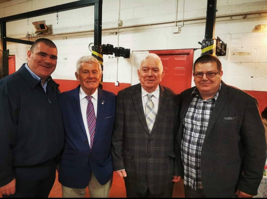 Sean Martin, Mick O'Sullivan, John Martin and Anthony Connolly at the Glen BC tribute night to John Martin in 2018