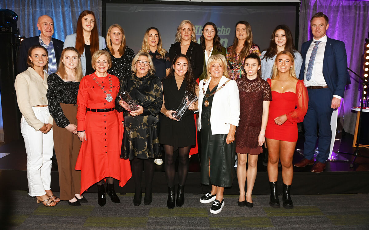  Echo Women in Sport award winners with Lord Mayor Cllr Deirdre Forde, County Deputy Mayor Cllr Deirdre O'Brien, Maurice Gubbins, editor The Echo and Michael Sheehan, MD The Echo/Irish Examiner. Picture: Eddie O'Hare