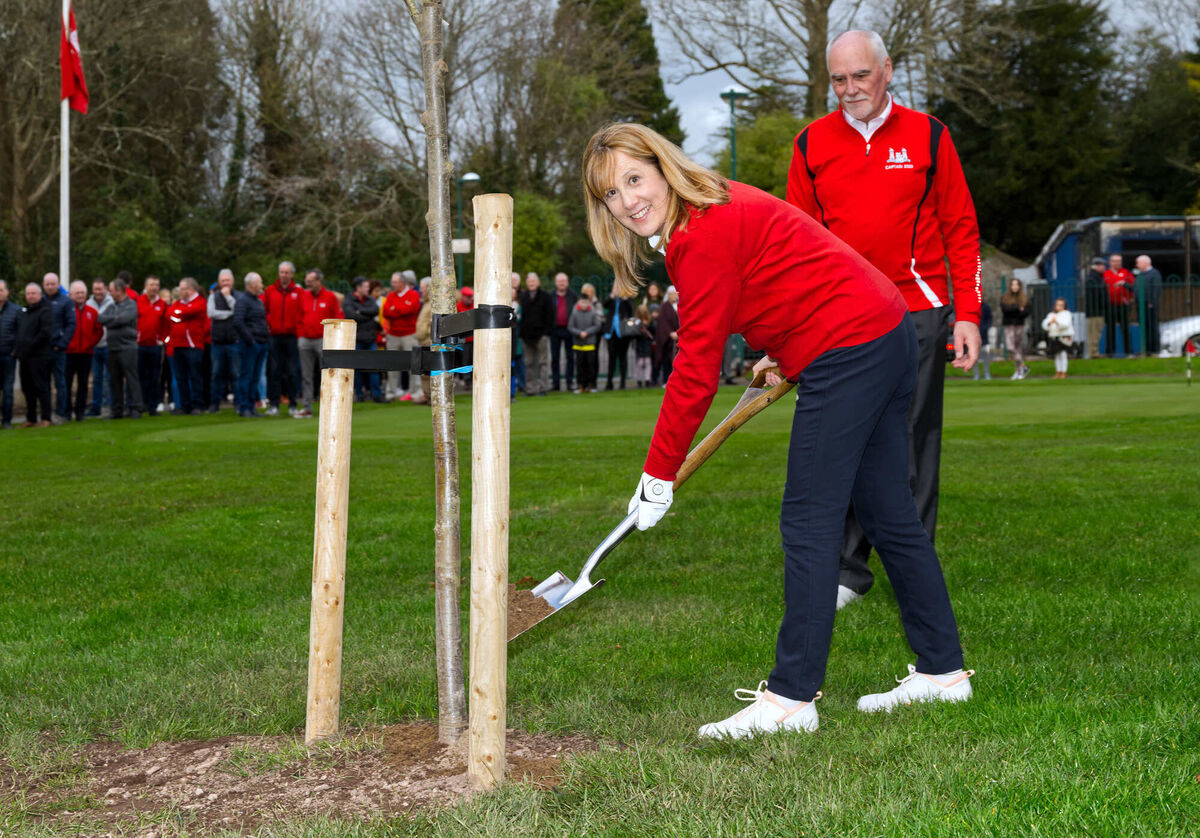 Mahon Golf Club Captains Anita Power and Danny Drennan during the tree planting ceremony in memory of deceased members . Picture: Doug Minihane Mahon Golf Club Captains Anita Power and Danny Drennan during the tree planting ceremony in memory of deceased members . Picture: Doug Minihane