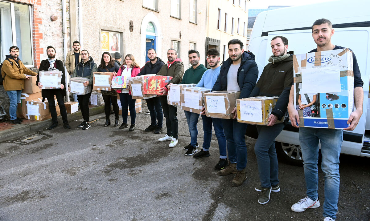 Turkish natives living in Cork helping to load the vans with supplies for the earthquake victims Picture; Eddie O'Hare Turkish natives living in Cork helping to load the vans with supplies for the earthquake victims Picture; Eddie O'Hare