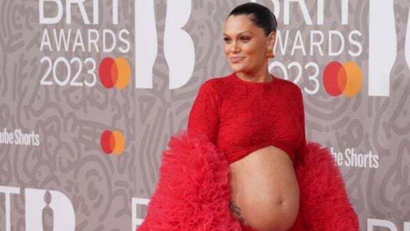 Jessie J bares her baby bump on the Brit Awards red carpet Jessie J bares her baby bump on the Brit Awards red carpet
