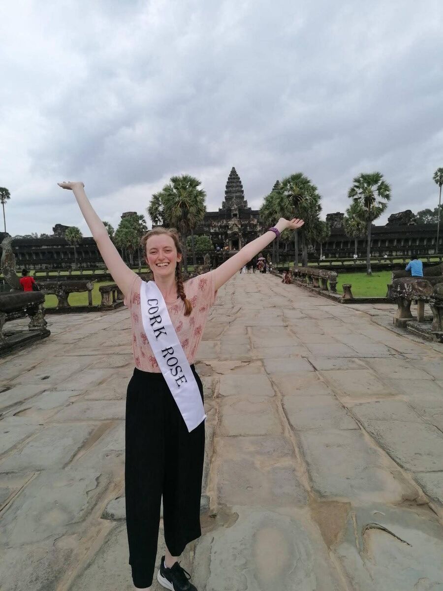 Cork Rose Jenny Byrne at Angkor Wat in Siem Reap, the largest religious monument in the world.