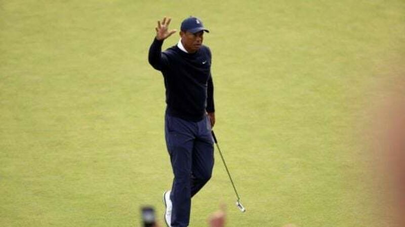 Tiger Woods finishes first round back with three straight birdies in California Tiger Woods finishes first round back with three straight birdies in California