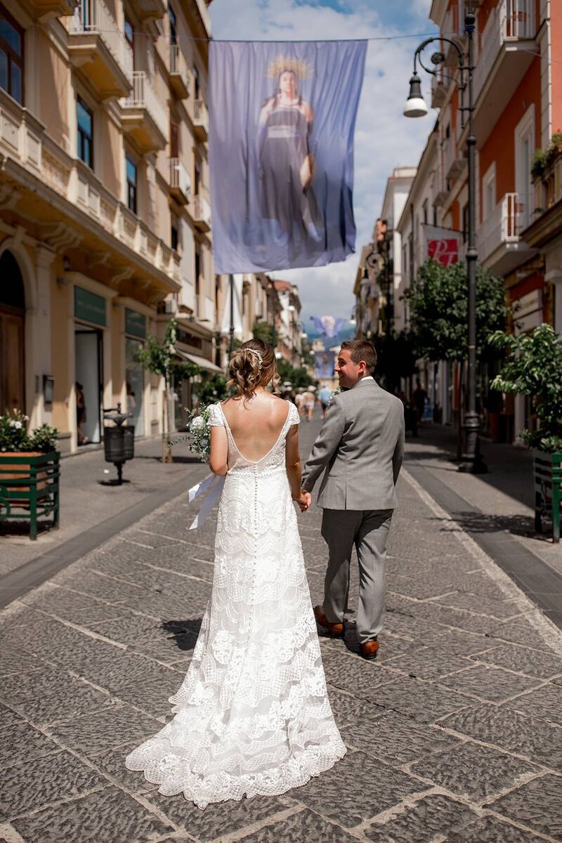 Rebecca and Kevin Dunleav were married in Italy, surrounded by family and friends.	Picture: Alessandro Mari