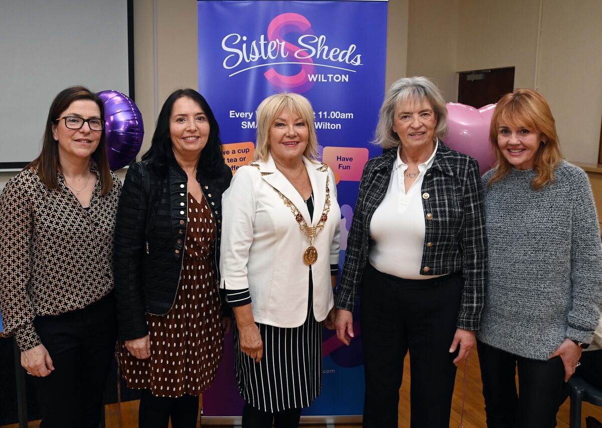Cllr. Deirdre Forde, Lord Mayor, with Sandra Doyle, secretary; Maria O'Kelly, committee; Marian O'Sullivan, chairperson, and Sylvia Walker, treasurer, at Wilton Sister Sheds celebration in the SMA Parish Centre, Cork. Cllr. Deirdre Forde, Lord Mayor, with Sandra Doyle, secretary; Maria O'Kelly, committee; Marian O'Sullivan, chairperson, and Sylvia Walker, treasurer, at Wilton Sister Sheds celebration in the SMA Parish Centre, Cork.