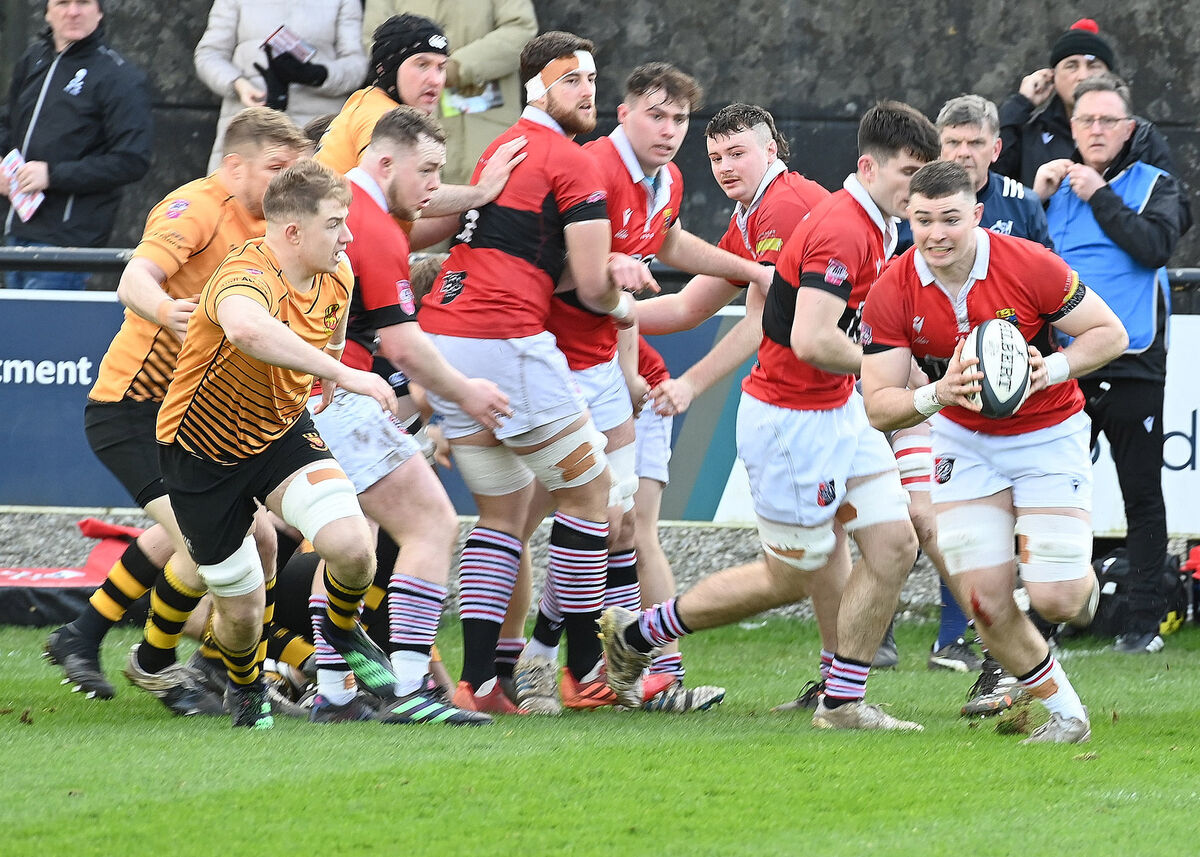 Jacon Sheahan (UCC) makes a break against Buccaneers in the Energia All-Ireland League 1B clash at the Mardyke. Picture: Martin Walsh.