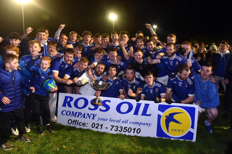 Aghinagh players celebrate after defeating Ballincollig in the 2021 final. Picture: Eddie O'Hare Aghinagh players celebrate after defeating Ballincollig in the 2021 final. Picture: Eddie O'Hare
