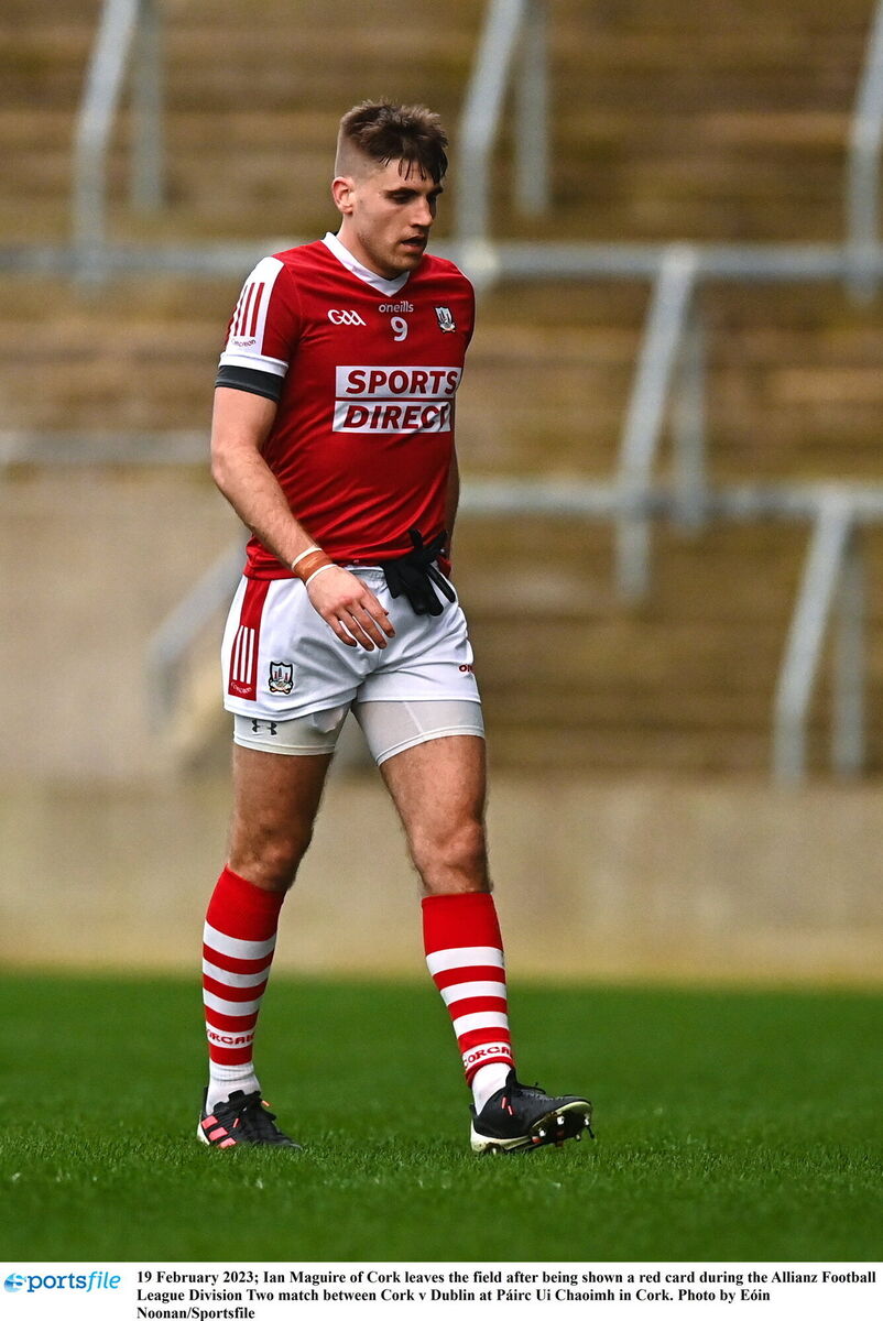 Ian Maguire after his harsh red card. Picture: Eóin Noonan/Sportsfile Ian Maguire after his harsh red card. Picture: Eóin Noonan/Sportsfile