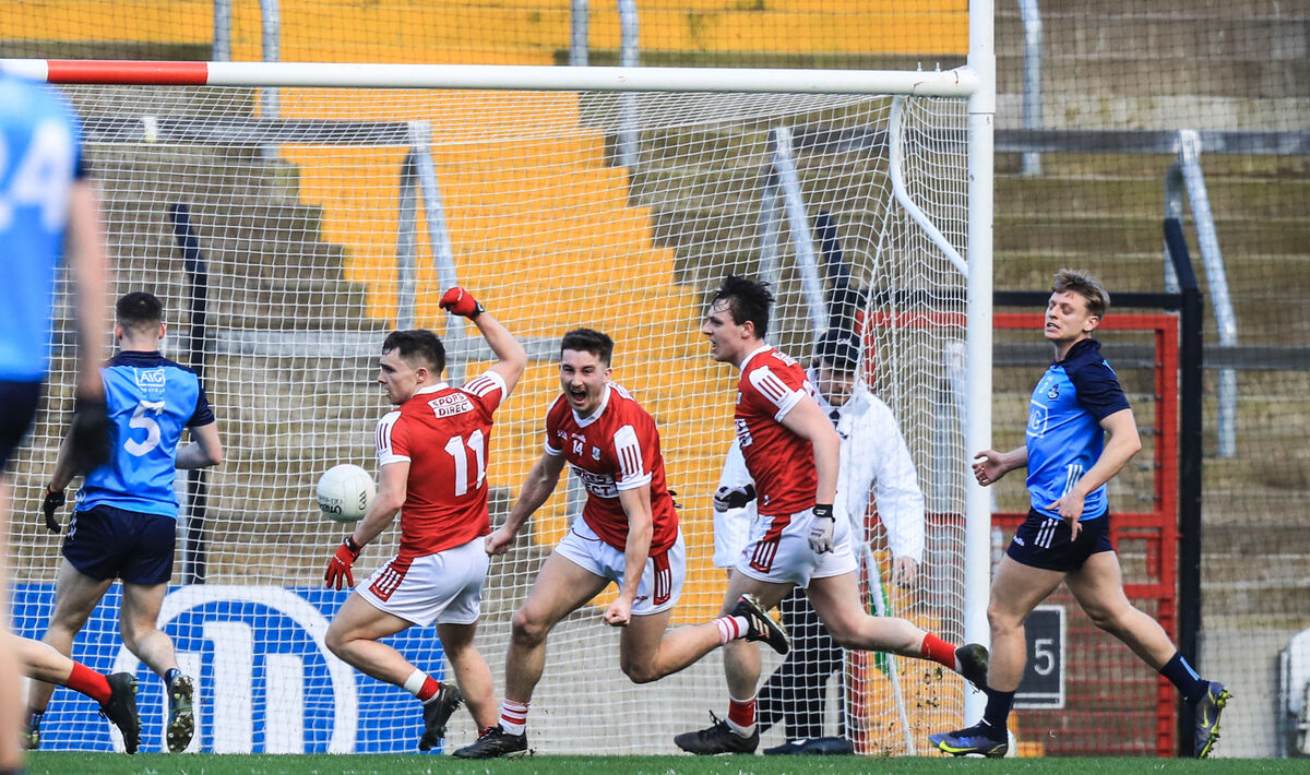 Cork celebrate their first goal, scored by Eoghan McSweeney. Picture: INPHO/Evan Treacy Cork celebrate their first goal, scored by Eoghan McSweeney. Picture: INPHO/Evan Treacy
