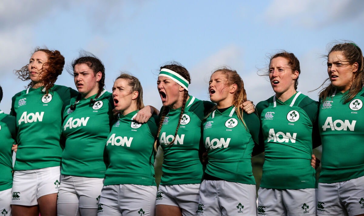 The Ireland team during the national anthems against Wales in 2020. Picture: INPHO/Dan Sheridan The Ireland team during the national anthems against Wales in 2020. Picture: INPHO/Dan Sheridan