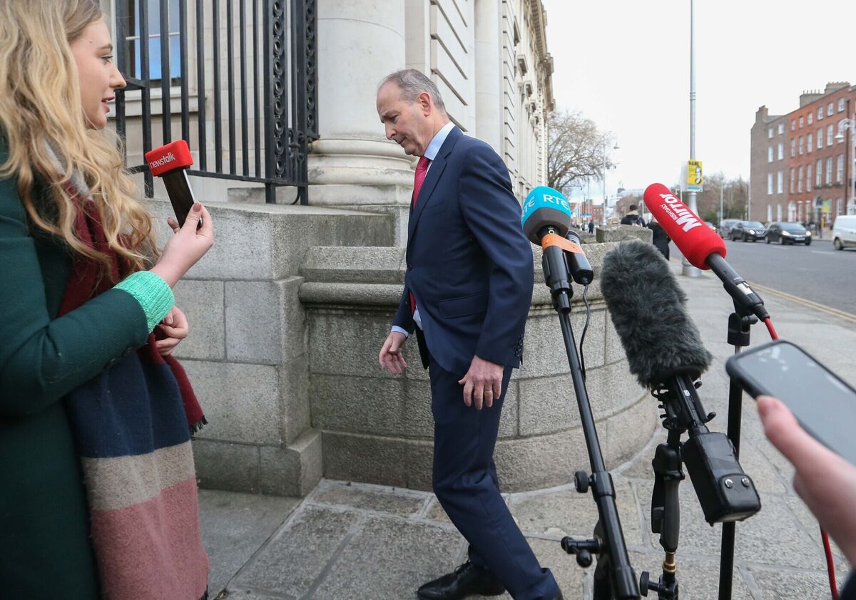 Pictured is Tánaiste Micheal Martin speaking to media before entering Government Buildings for this morning's meeting of the Cabinet. After Cabinet, the coalition leaders will be announcing the details of a cost of living relief package. Photograph: Sasko Lazarov / RollingNews.ie