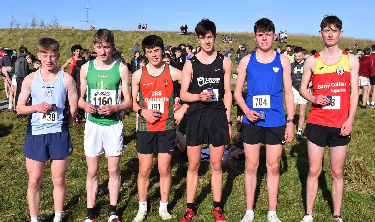 First six in the senior boys race at the South Munster Schools: Sean Lawton (Colaiste Pobail, Bheanntraí), first; William Verling (St Colman's, Fermoy), second; Robert Troy (Charleville CBS), third; Timmy Hawkins (Bruce College), fourth; Ryan McCarthy (Kinsale CS), fifth; Matthew Lee (Carrigaline CS), sixth. Picture: John Walshe First six in the senior boys race at the South Munster Schools: Sean Lawton (Colaiste Pobail, Bheanntraí), first; William Verling (St Colman's, Fermoy), second; Robert Troy (Charleville CBS), third; Timmy Hawkins (Bruce College), fourth; Ryan McCarthy (Kinsale CS), fifth; Matthew Lee (Carrigaline CS), sixth. Picture: John Walshe