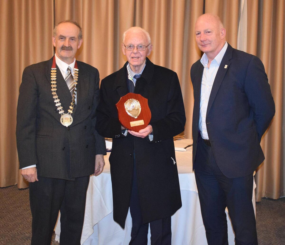 A special presentation of a Lifetime Achievement Award was made to Paddy Buckley, former Chairman of Cork Athletics Board. Paddy is pictured with current chairman, Pat Walsh, and Hamish Adams, CEO of Athletics Ireland. Picture: John Walshe A special presentation of a Lifetime Achievement Award was made to Paddy Buckley, former Chairman of Cork Athletics Board. Paddy is pictured with current chairman, Pat Walsh, and Hamish Adams, CEO of Athletics Ireland. Picture: John Walshe