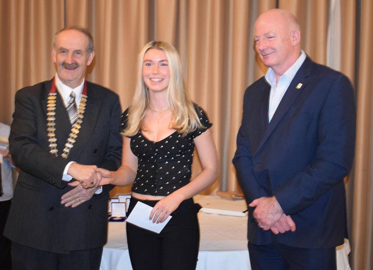 Lucy-May Sleeman of Leevale receiving her Aspiring Young Athlete grant from Pat Walsh, Chairman, Cork Athletics. On the right is Hamish Adams, CEO of Athletics Ireland. Picture: John Walshe Lucy-May Sleeman of Leevale receiving her Aspiring Young Athlete grant from Pat Walsh, Chairman, Cork Athletics. On the right is Hamish Adams, CEO of Athletics Ireland. Picture: John Walshe