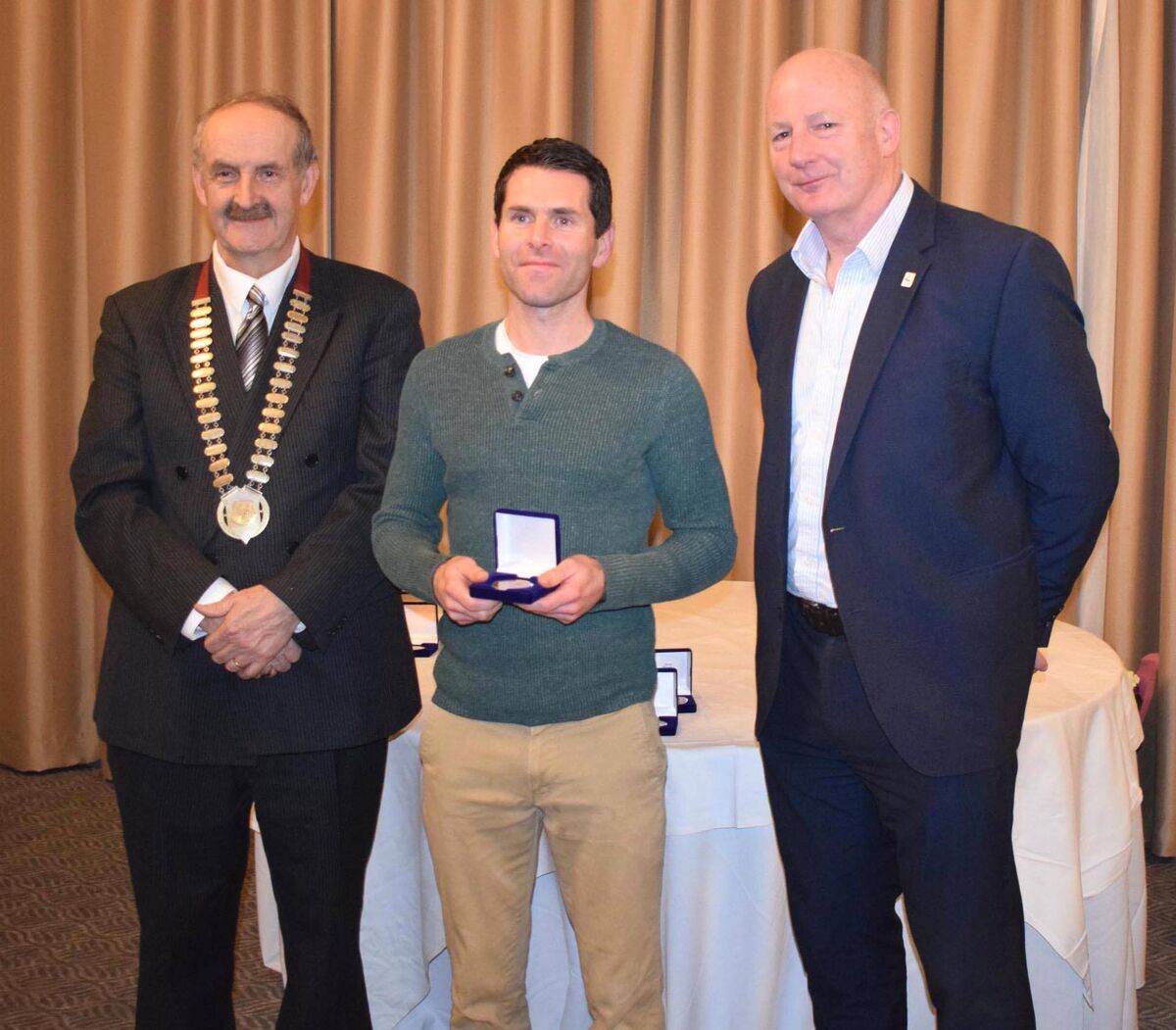 Conor McAuley of Leevale with his International Award. Also pictured are Pat Walsh, Chairman, Cork Athletics, and Hamish Adams, CEO of Athletics Ireland. Picture: John Walshe Conor McAuley of Leevale with his International Award. Also pictured are Pat Walsh, Chairman, Cork Athletics, and Hamish Adams, CEO of Athletics Ireland. Picture: John Walshe