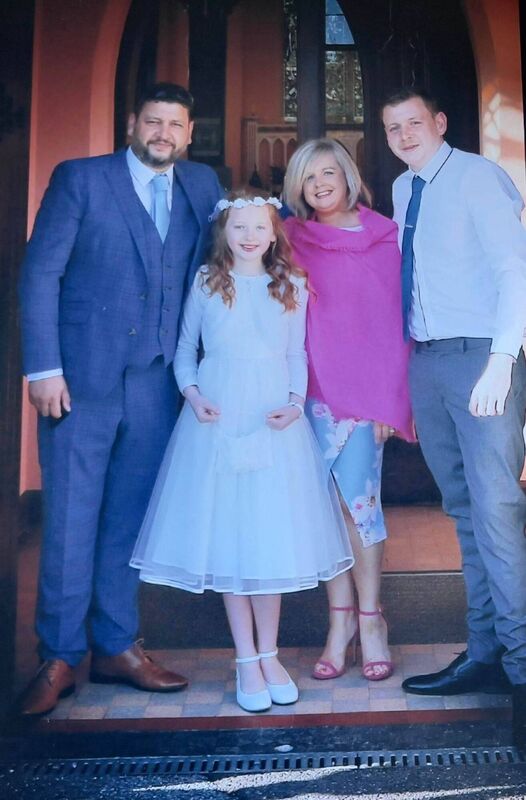 Orla and James Twomey with their son James and daughter Katie as she celebrates her communion day. The couple feature in this week's How I Met My Partner