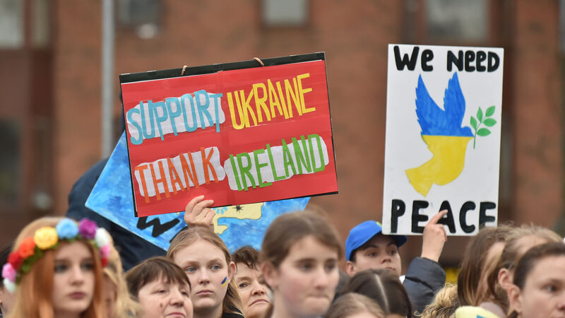 'Cork is a safe place': Over 1,000 people mark first anniversary of Ukraine invasion with rally on Patrick St
